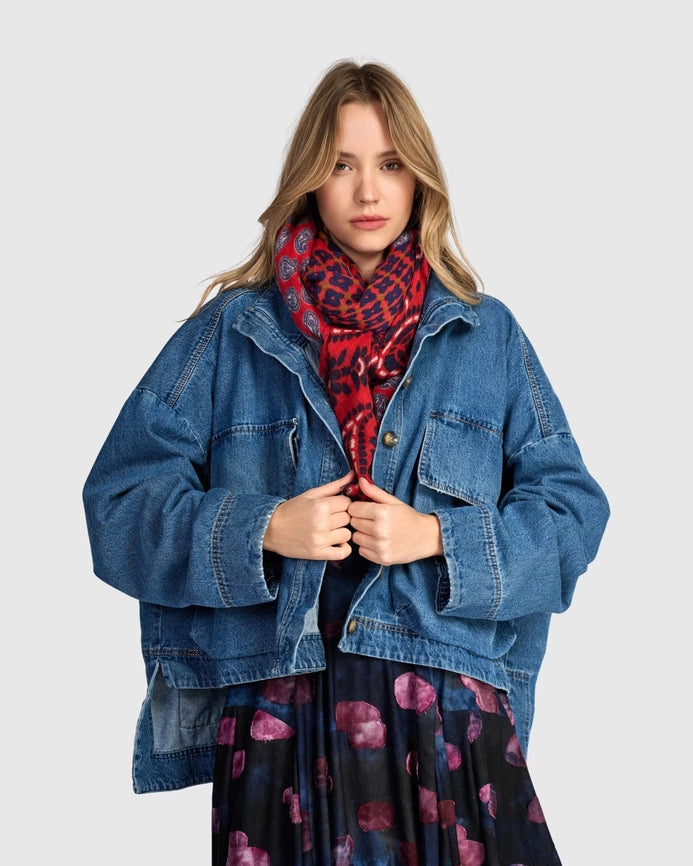 Fairground Paisley Scarf - Crimson