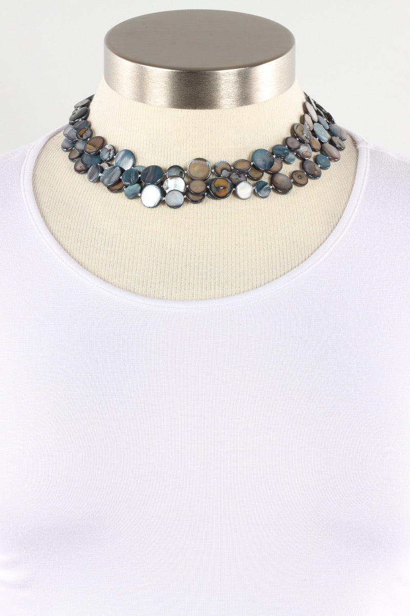 Three Strand Necklace - Black Mother of Pearl