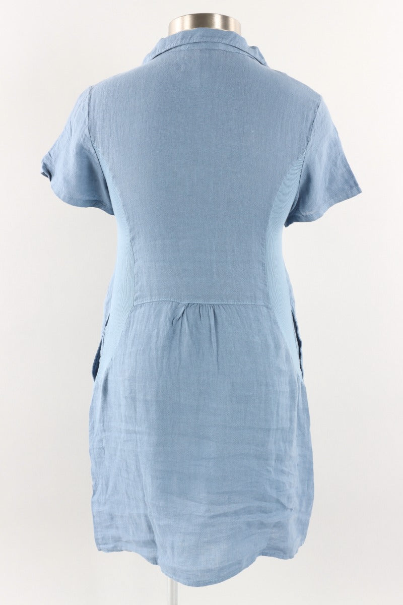 Button Front Shirt Dress - Denim