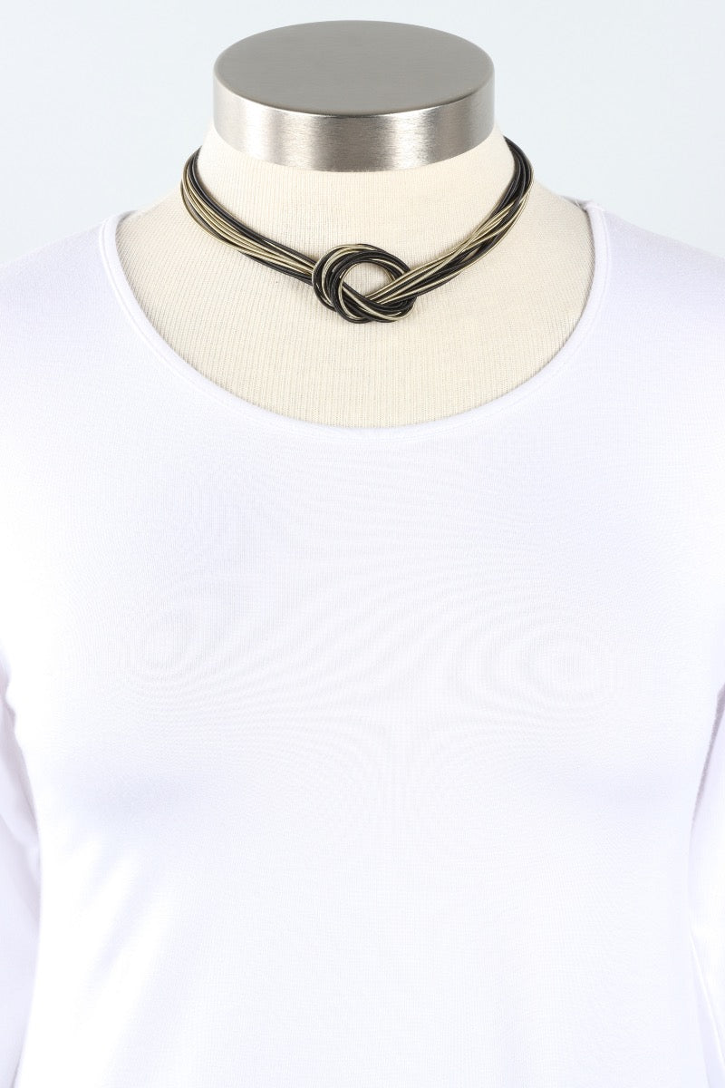 Knotted Necklace - Black & Bronze