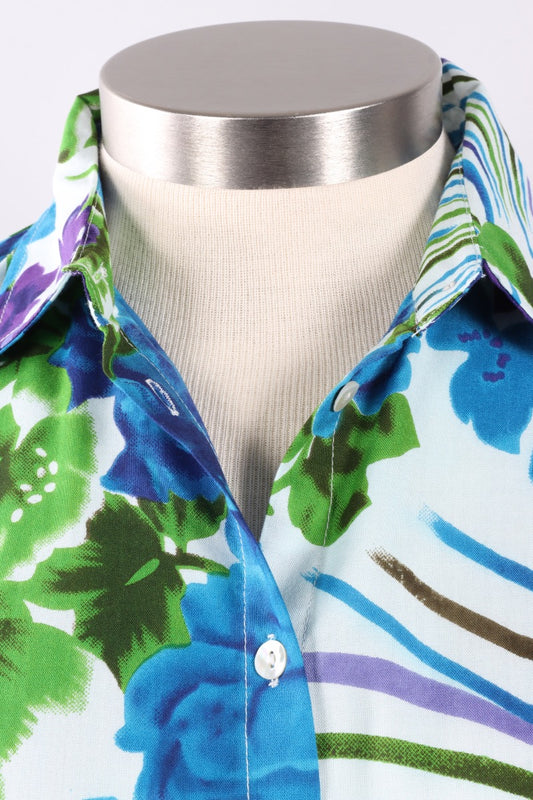 Tea Button Down Shirt - Floral Stripe