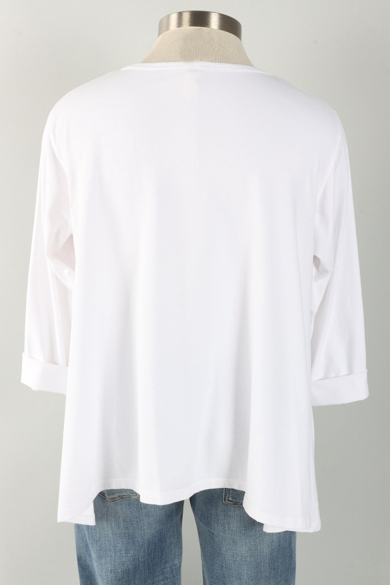 Stretch Knit Longer Angel Tee - Chalk