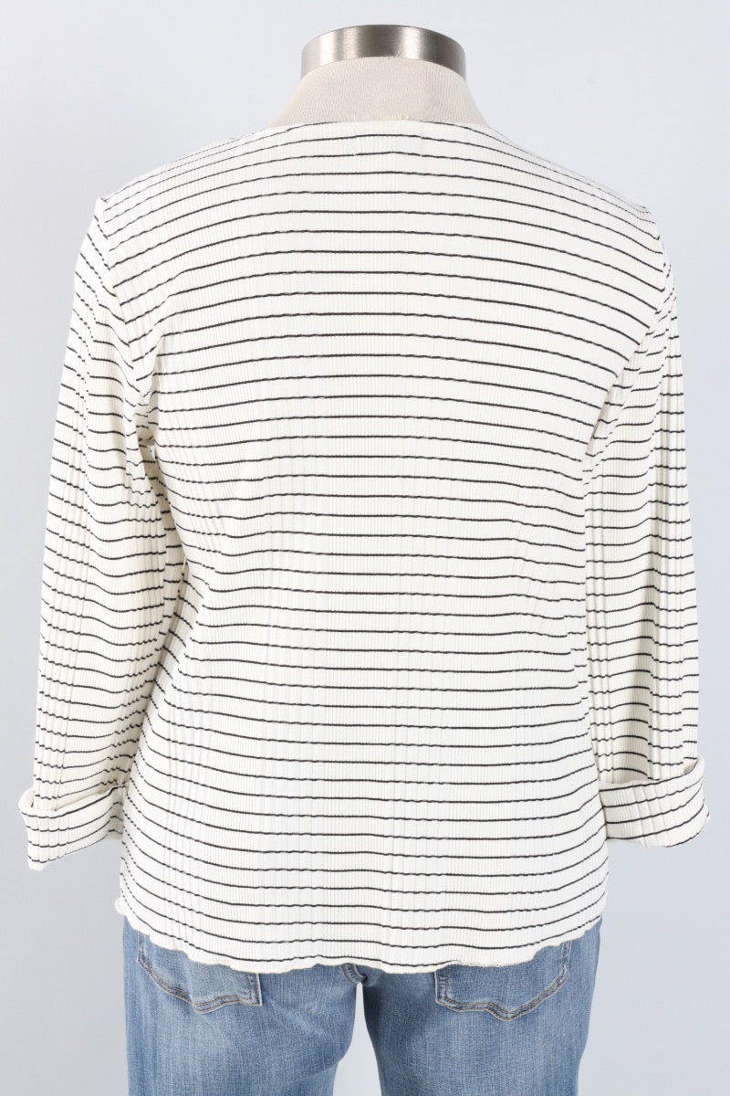 Pinstripe Pleat Top - White