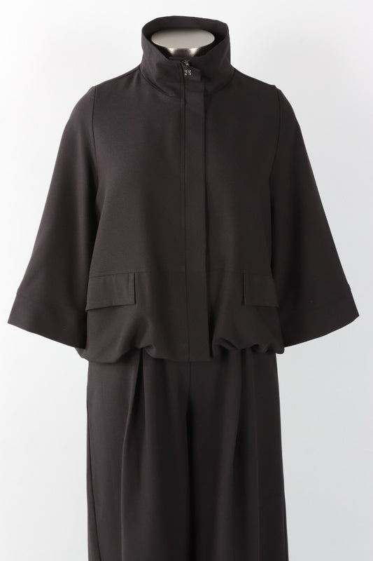 Hidden Placket Jacket - Black