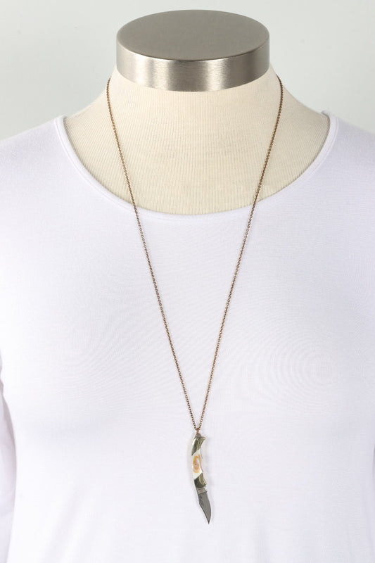 Abalone Knife Necklace - Brass