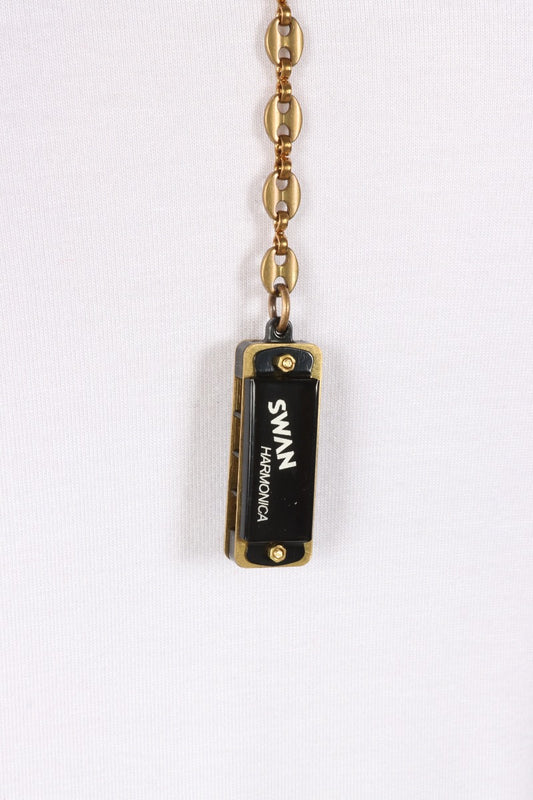 Anchor Drop Harmonica Necklace - Black