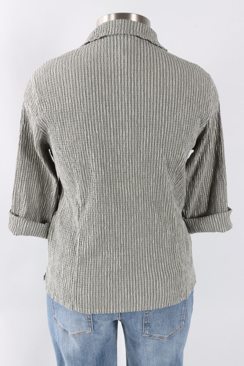 3/4 Sleeve Shirt - Overcast Stripe Crinkle