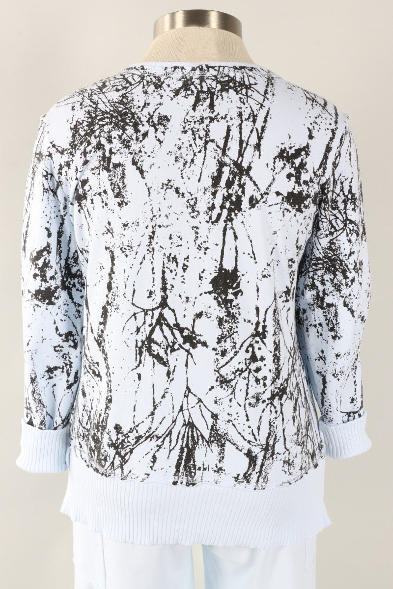 Split Tunic - Powder Blue Branches Print