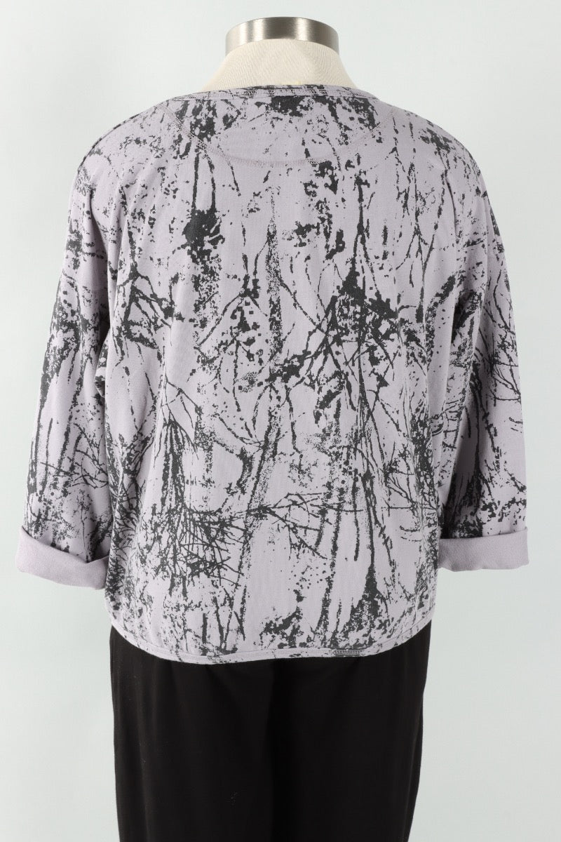 Stretch Terry Sweatshirt - Platinum Branches Print