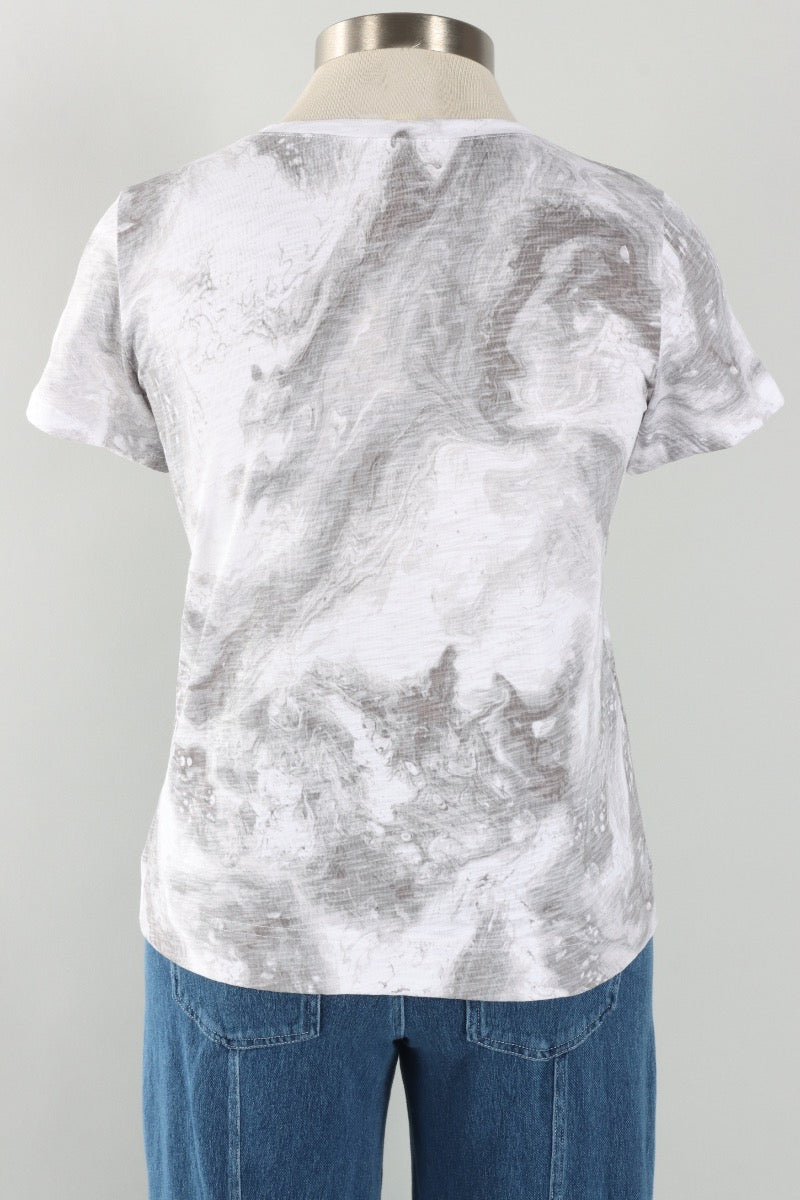 V-Neck Tee - Fog Ocean Marble