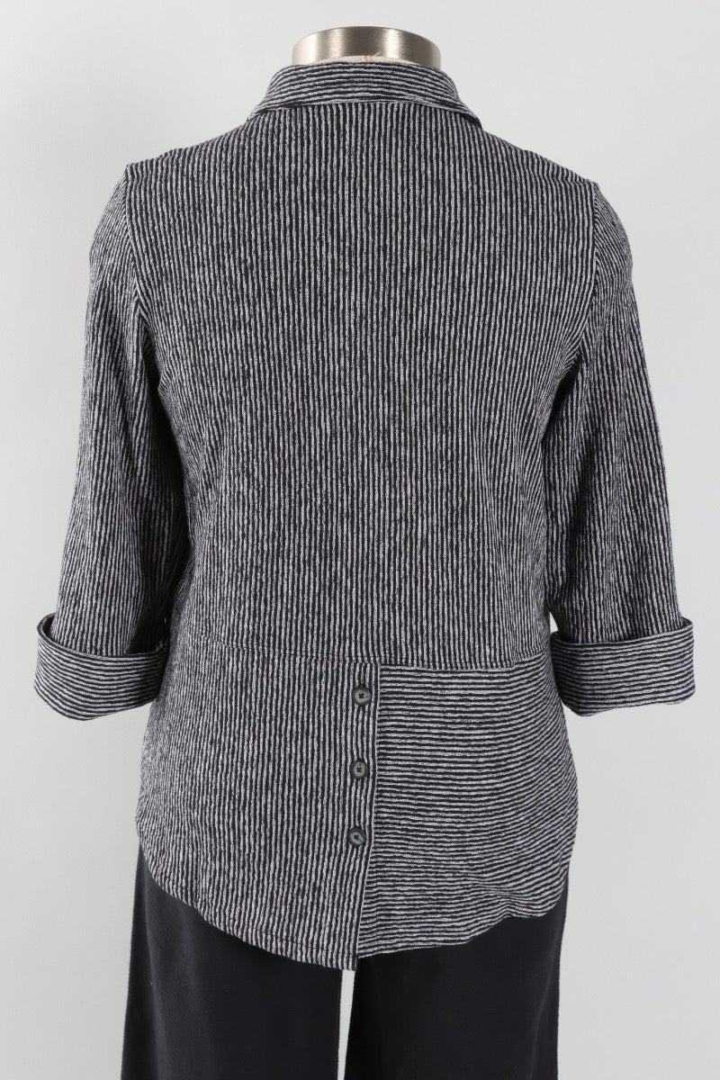 Carmel Button Front Shirt - Black Stripe
