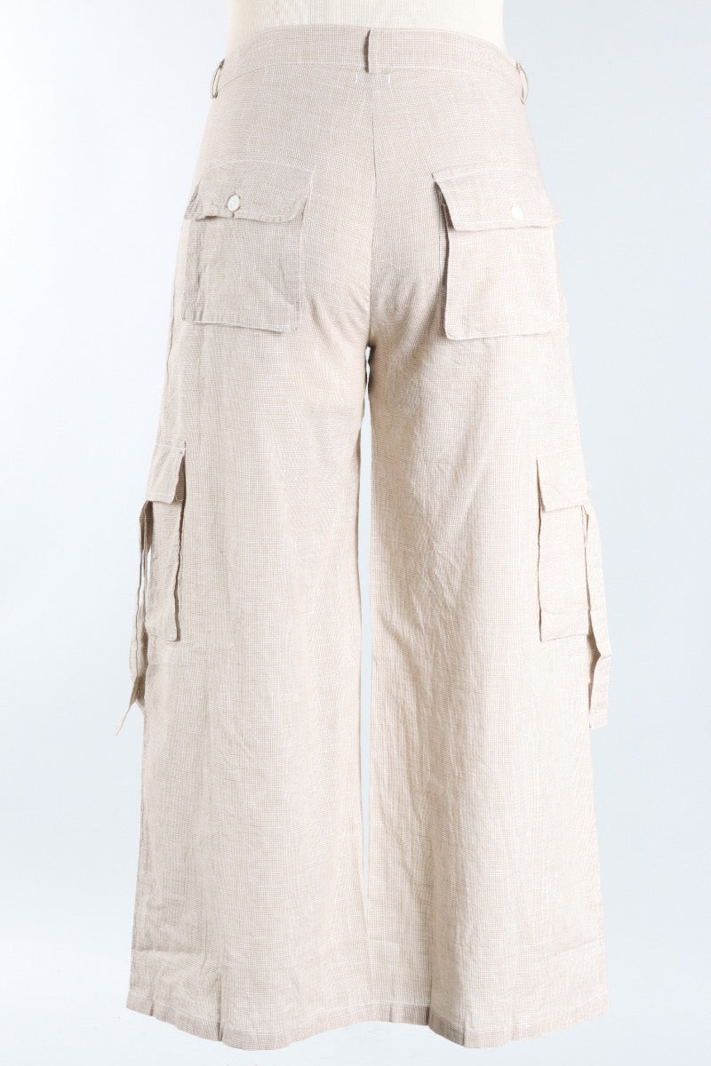 Calista Cargo Pant - Crockery Mini Check