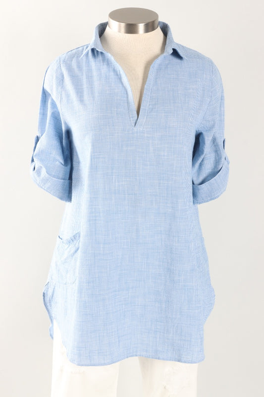 York Tunic - Blue Mini Check