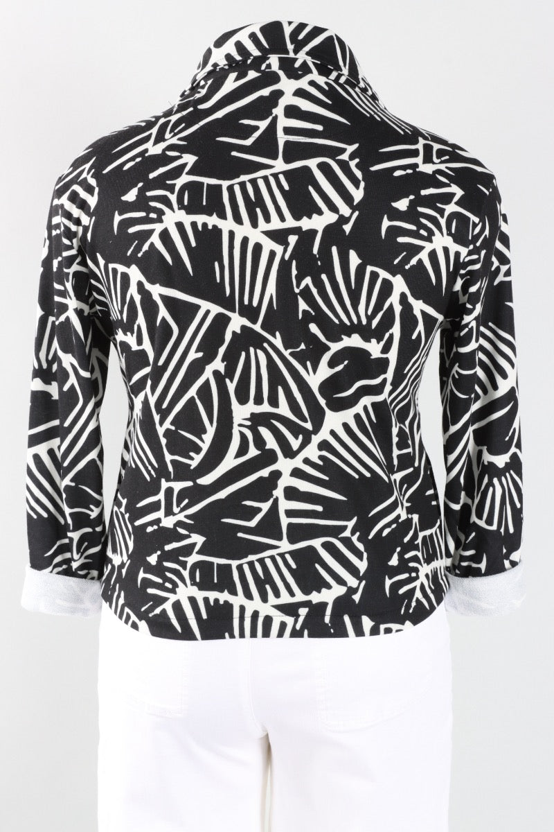 Palm Print Zip Jacket - Black & White