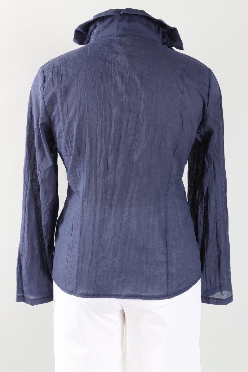 Wire Collar Blouse - Navy
