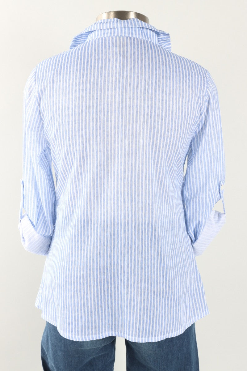 Panel Stripe Blouse - Cobalt