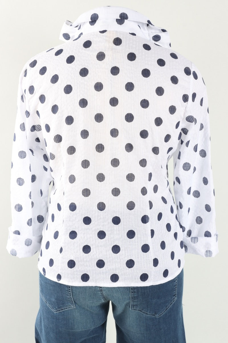 Polka Dot Crinkle Shirt - Navy & White