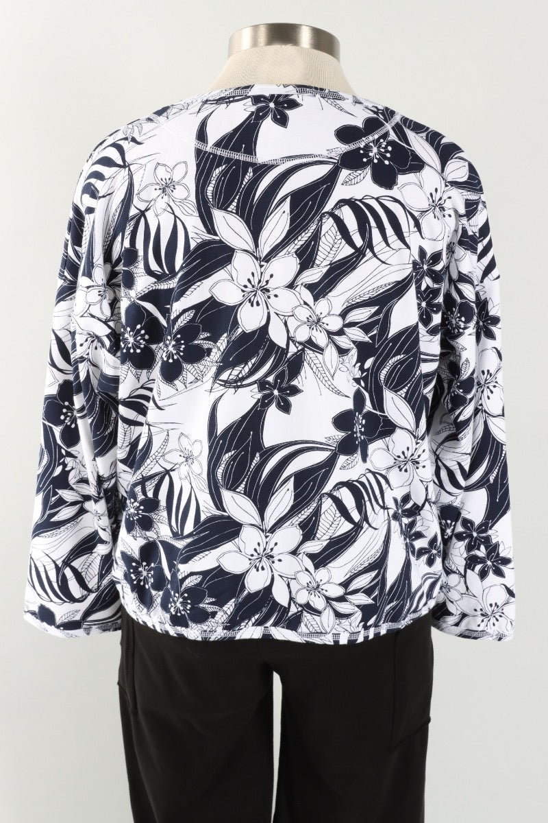 Stretch Terry Sweatshirt - White Mallorca Print