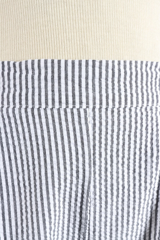 Button Shorts - Cream Stripe Seersucker