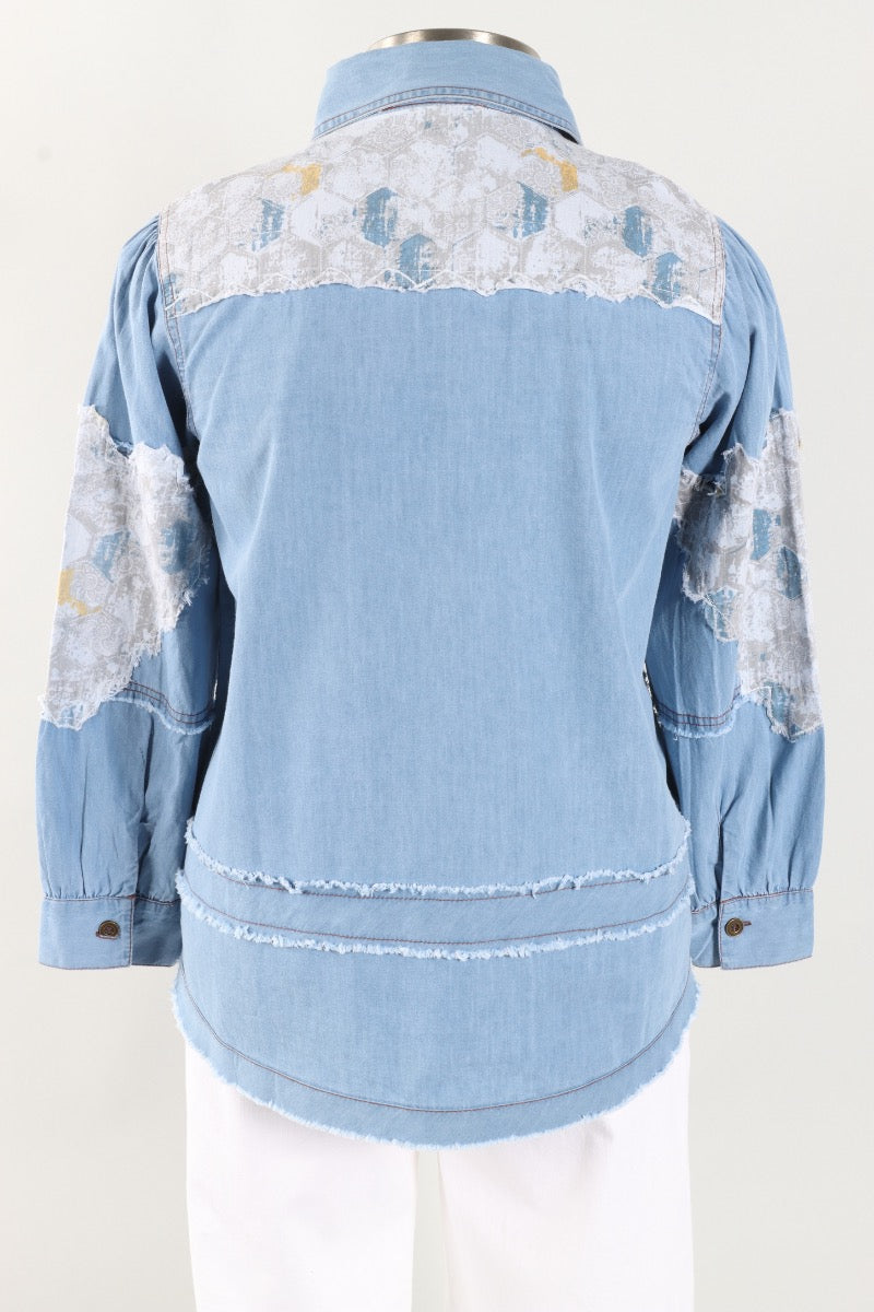 Frayed Edge Chambray Shirt - Denim