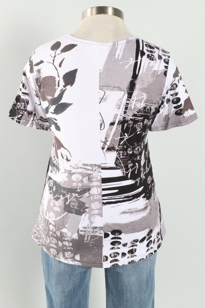 Ginger Short Sleeve Top - Black & White