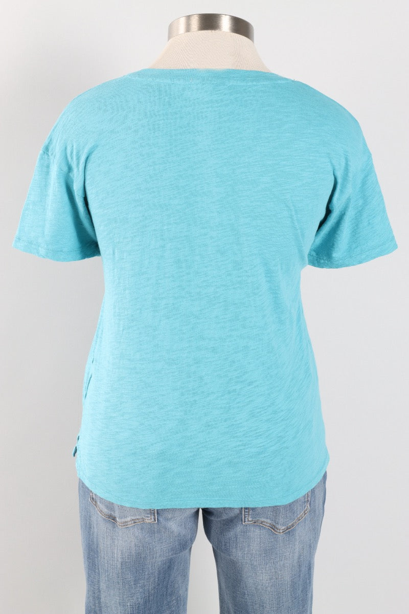 V-Neck Boxy Tee - Aqua Mist