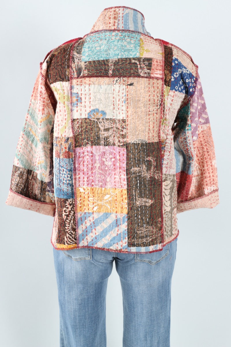 Reversible Kantha Kimono Jacket - Multi Color #1