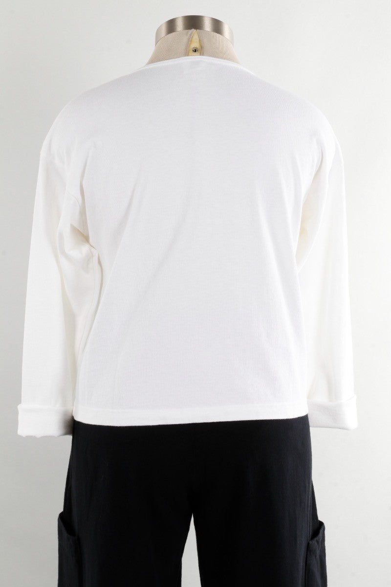 Long Sleeve Crop Crew - White