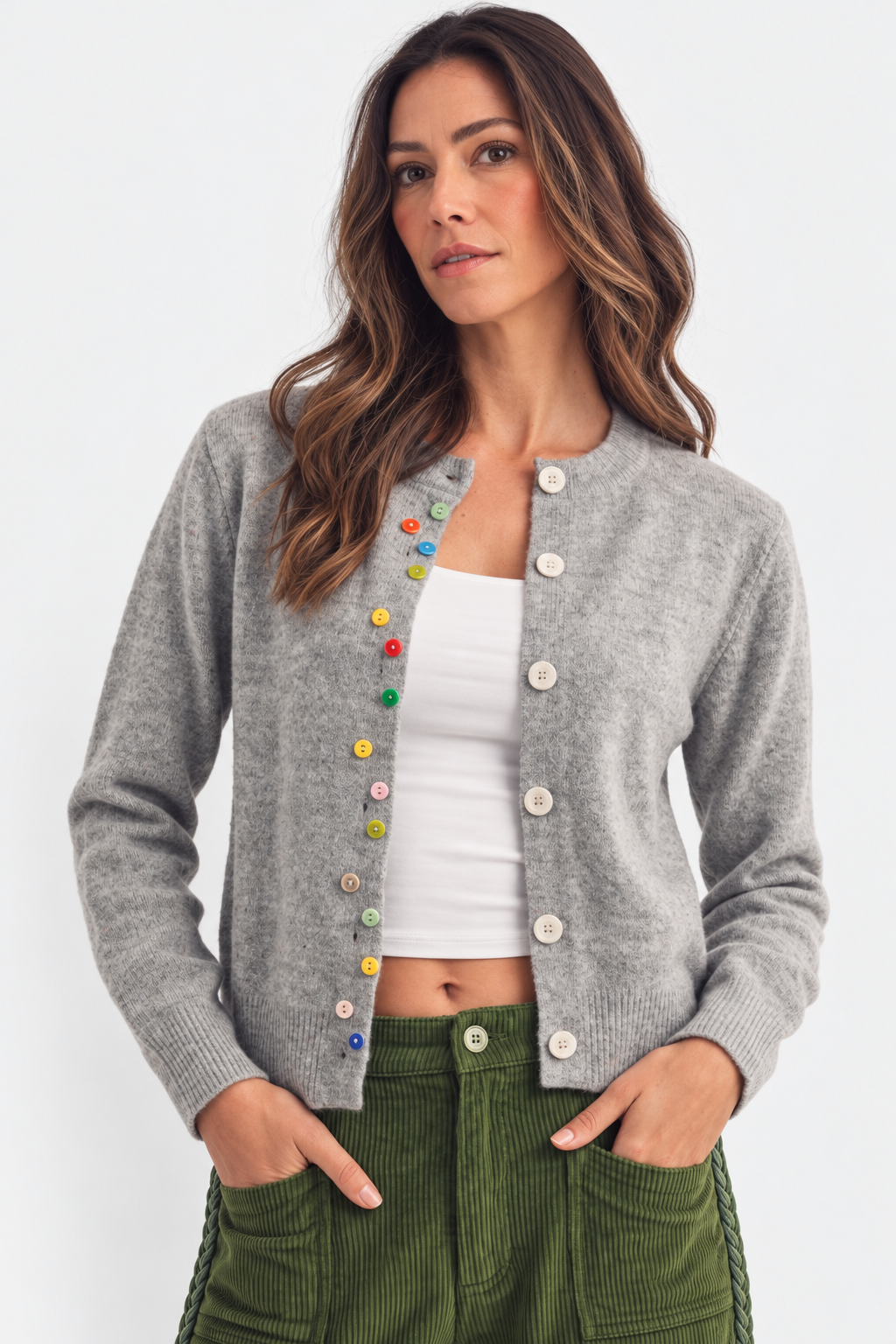 Whimsical Atelier Confetti Cardigan - Cloud Gray