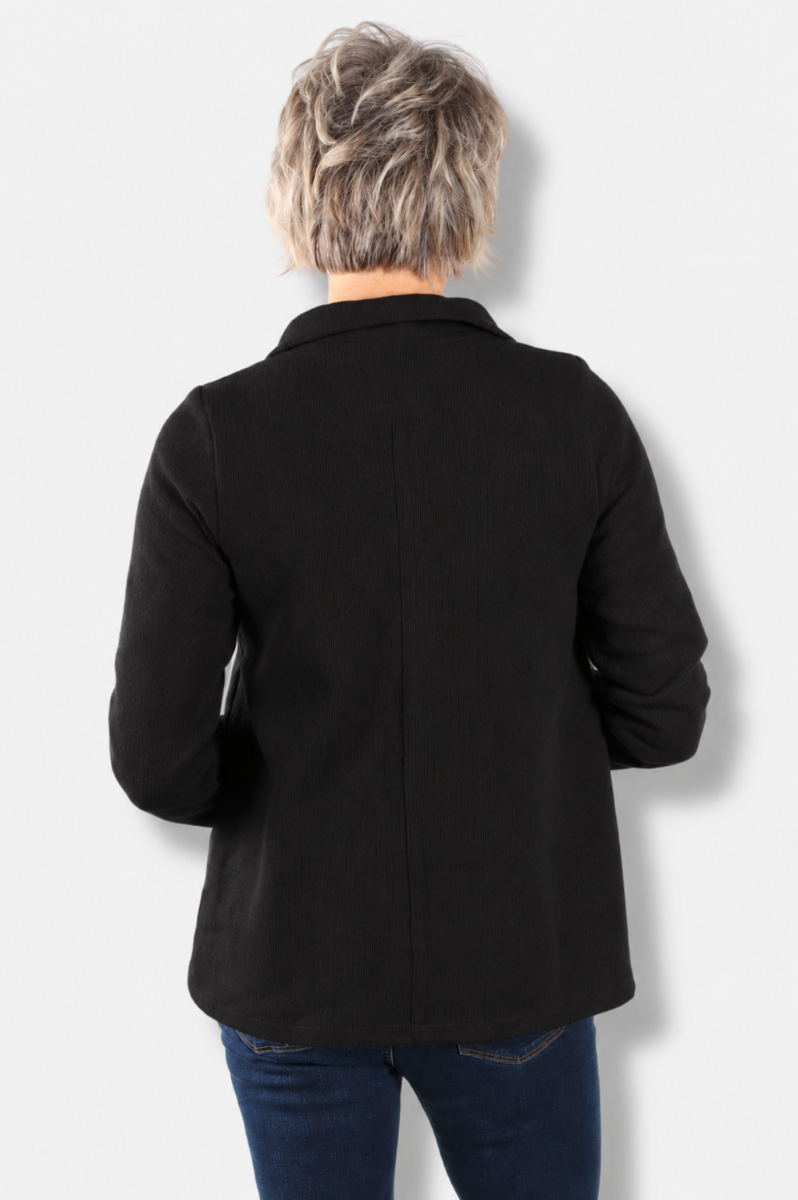 Collared Knit Jacket - Black