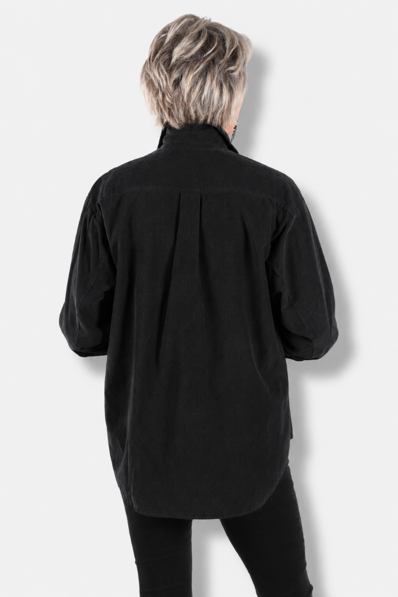 Boyfriend Shirt - Black Corduroy
