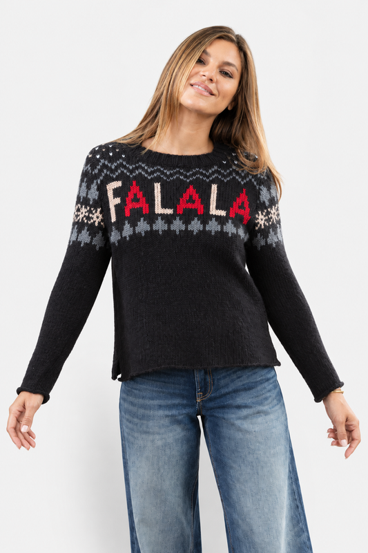 Falala Fair Isle Sweater - Black Latte & Red