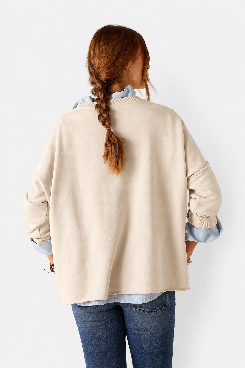 Frenchie Zip Side Crewneck - Bone