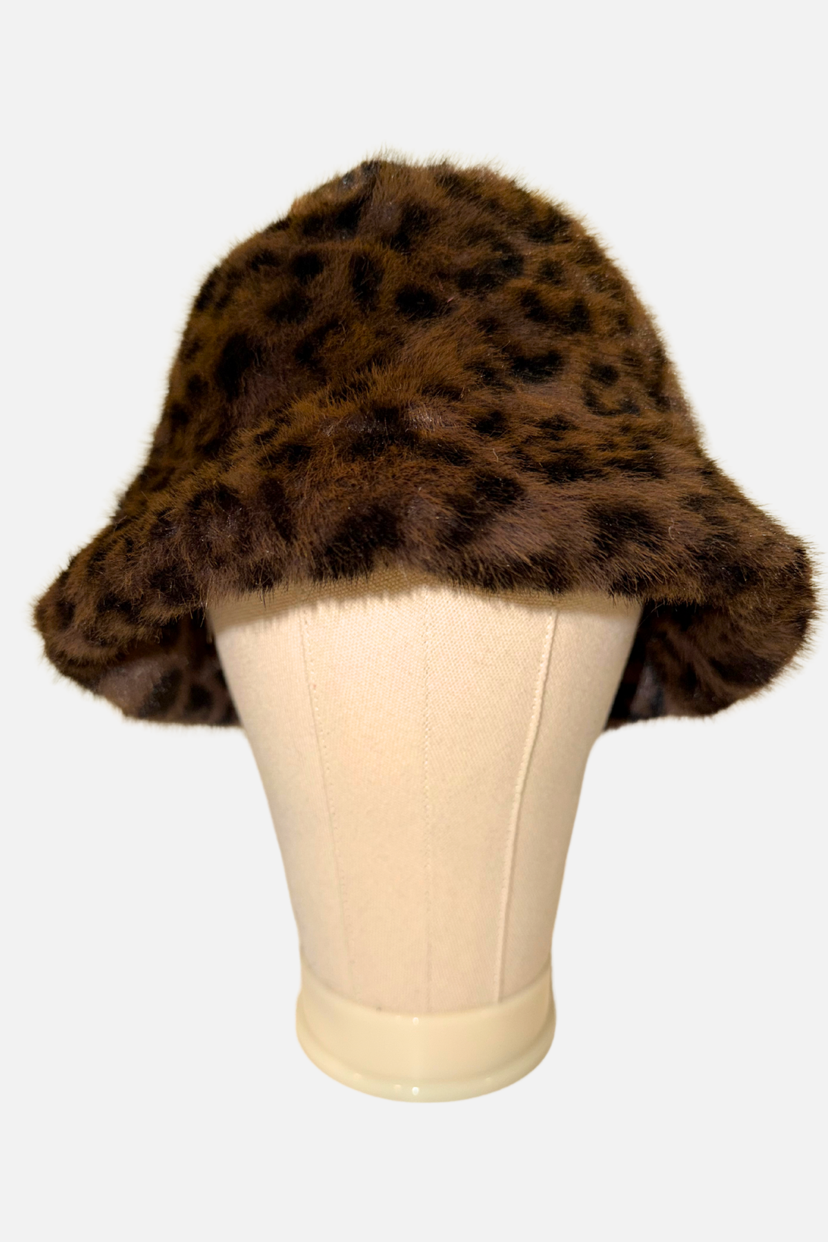 Plush Faux Fur Bucket Hat - Leopard