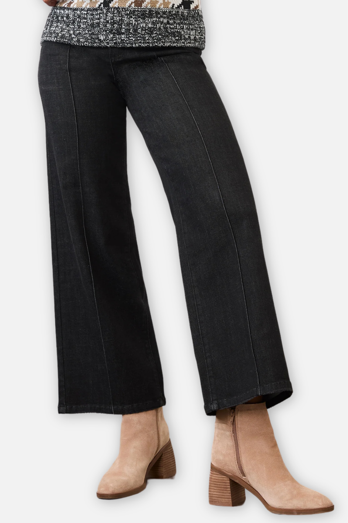 Olivia Pintuck Wide Leg Jean - Deep Black