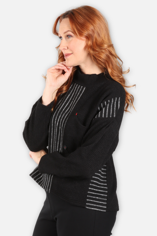 Stripes and Solids Sweater - Black & Grey