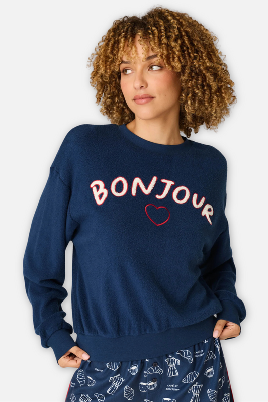 Bonjour Babe Sweatshirt - Deep Navy
