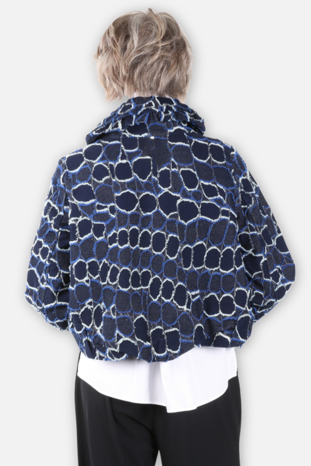 Art Design Dot Crop Jacket - Blue Multi