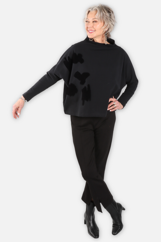 Art Velvet Accent Pullover - Black