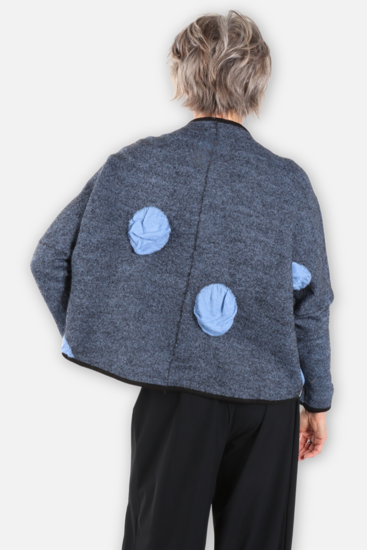 Open 3D Art Dot Cardigan - Black & Blue
