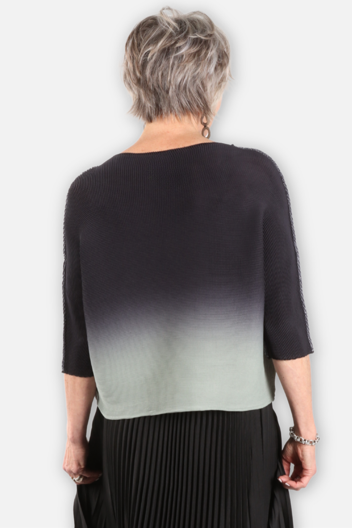 Kate Boxy Honeycomb Top - Seafoam & Black