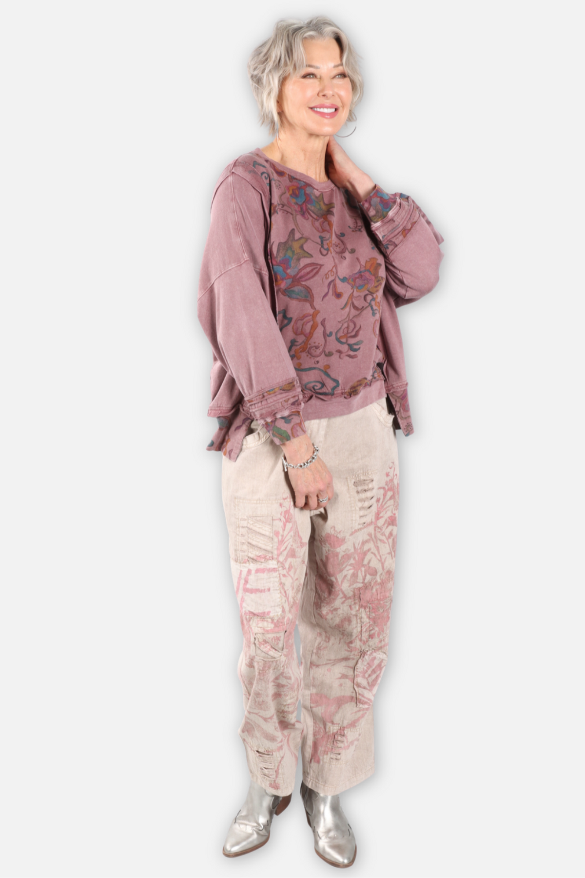 Love Patchwork Pant Plus - Pale Pink