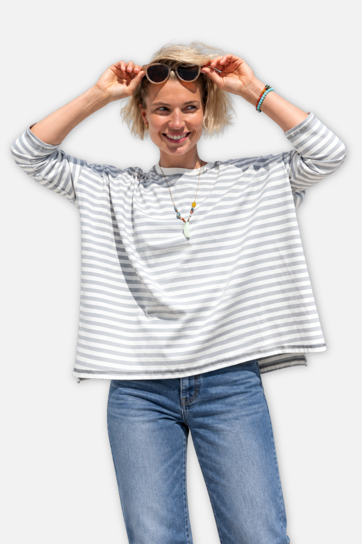 Catalina Jersey Tee - Slate Blue Stripe