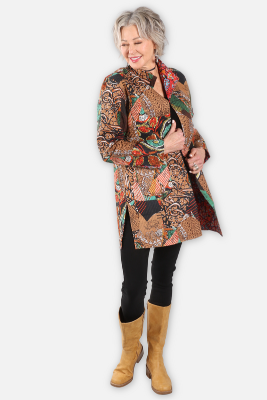 Reversible Quilted Open Duster - Jungle