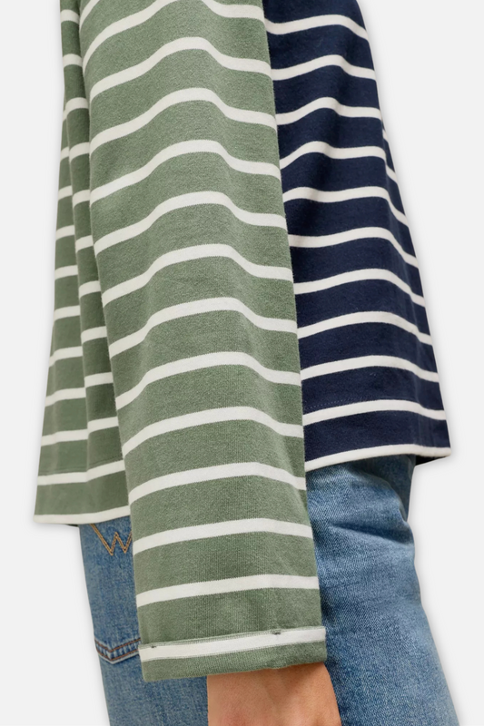 Kim Stripe Contrast Tee - Navy Multi