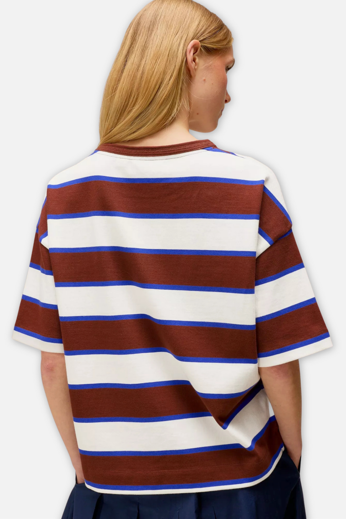 Kat Stripe Midweight Tee - Brown Multi