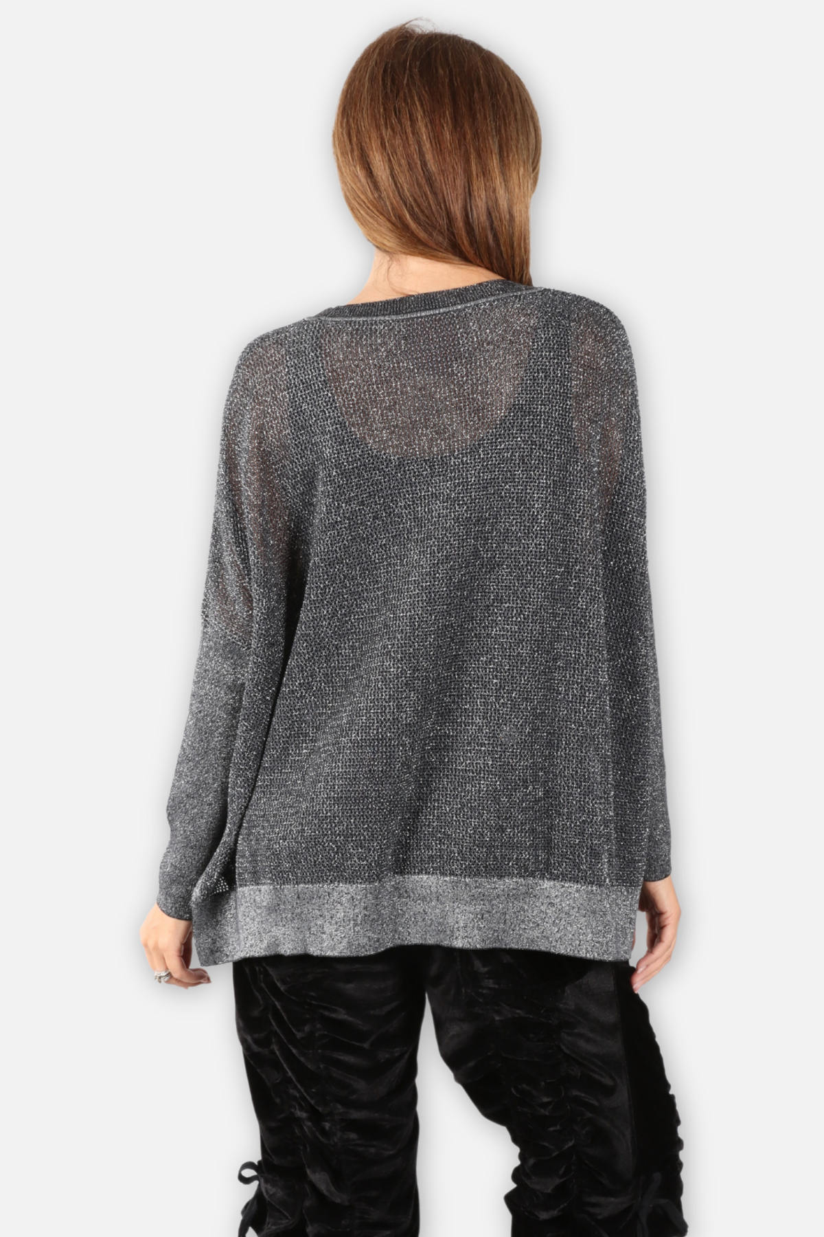 Metallic Seed Stitch Oversized Sweater