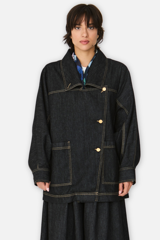 Izar Shirt Jacket - Black Denim