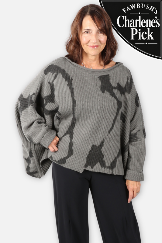 Hand Painted Oversized Sweater - Grey