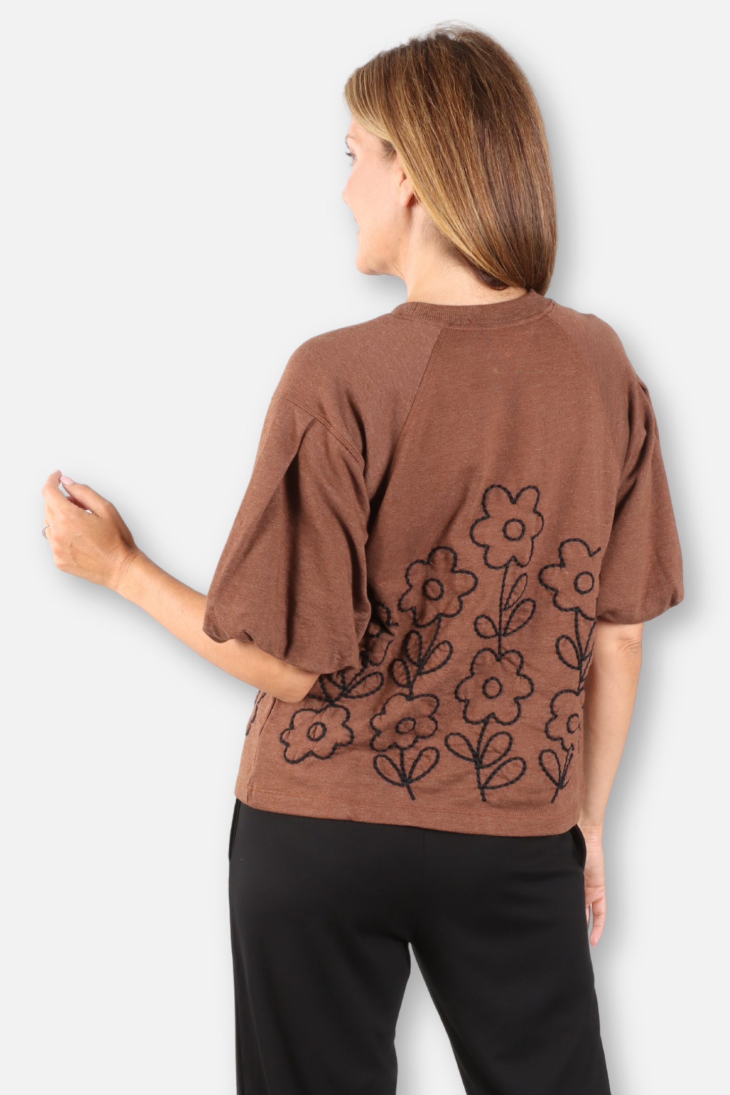Floral Pullover - Chocolate